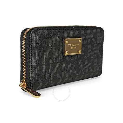 Michael Kors Women`s Logo Zip Around Wallet (One Size, Black 